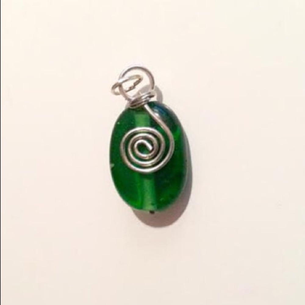 Green glass swirl pendant